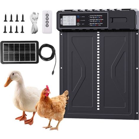 Automatische Hühnerklappe Solarbetrieben, LCD Bildschirm, Einklemmschutz, verschiedene Modi für Geflügel (1/4)