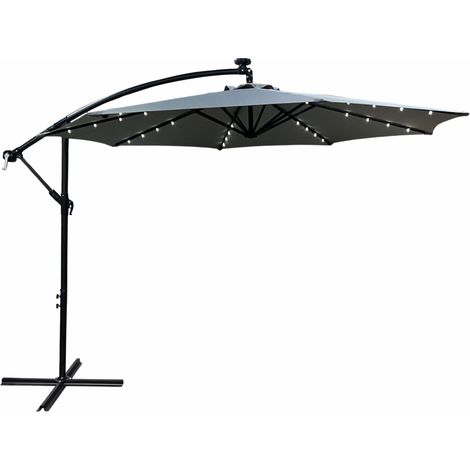 Ombrellone da giardino MILIN grigio chiaro con illuminazione a LED peso 12,7 kg dimensioni 300x300x45 cm