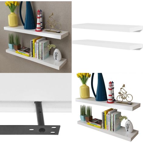 2 Étagères murales MDF Blanc Rangement de livres/DVD - Etagere Murale - Rangement Mural - Étagère Blanche - Meuble Blanc - Décoration Murale - Home & Living (1/5)