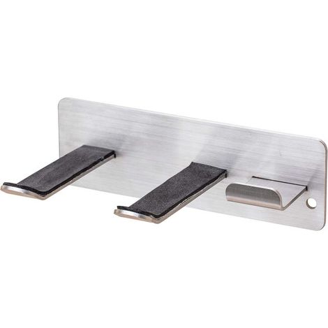 Supporto per asciugacapelli, montaggio a parete compatibile con tutti gli asciugacapelli, organizer per bagno/salone (argento) (1/4)