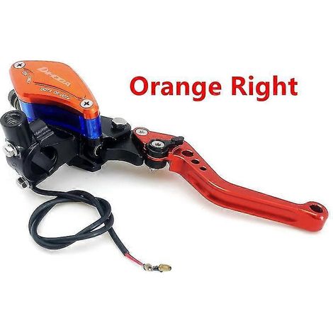 1 pièce, levier d'embrayage hydraulique de 22 mm (7/8") pour guidon de moto, maître-cylindre de frein/embrayage pour Yamaha, Kawasaki, Suzuki et Honda - Orange droit (1/5)