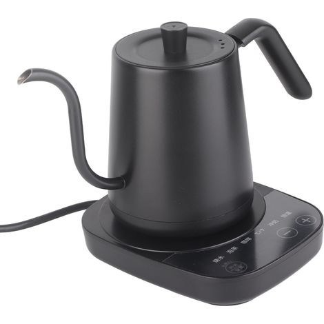 Elektrischer Wasserkocher aus Edelstahl mit Schwanenhals, geeignet für Tee und Kaffee, mit automatischer Temperaturregelung, isoliert, für Zuhause oder Büro, schwarz, 220 V, China (1/5)