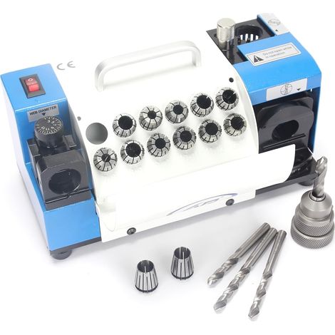 Drill Bits Sharpener, MR-13A Drill bit Grinding Machine 3-15mm, 95° to 135° Point Angle Adjustable Drill Bit Re-Sharpener, Portable Bits Sharpening Machine with 13 Collets (1/5)