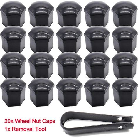 Cache-écrous de roue de voiture pour écrous SW19 de 19 mm, cache-écrous noirs 20 (1/5)