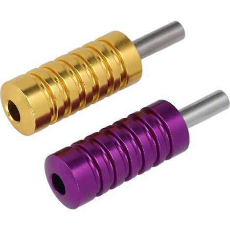Poignée de Tatouage Antidérapante en Alliage d'Aluminium - 2 Pièces, Diamètre 0.83 Pouce, Finition Violet Doré (1/5)