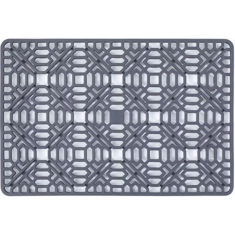Alfombrilla de silicona antideslizante y resistente al calor para fregadero, color gris, plegable, 40 × 27 cm.
