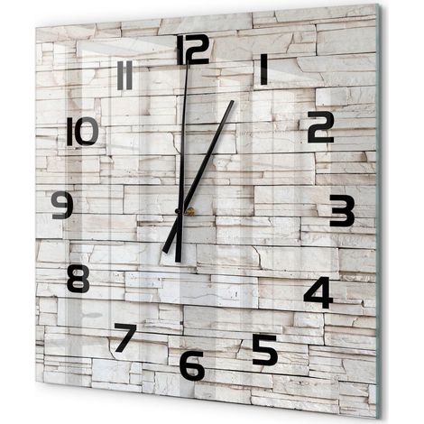 Grande Horloge Murale Carrée Cuisine en Verre Silencieuse Design Moderne Décorative Mur de pierre blanche 60x60 cm (1/5)