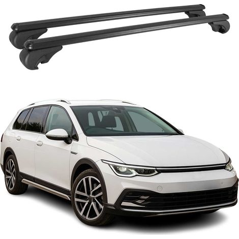 OMAC Aluminium Dachträger Querträger für VW Golf mk8 Variant 2019-2026 – TÜV / DIN 75302:2019 – Abschließbar – Max. 75 kg – 2 Stangen Schwarz (1/5)