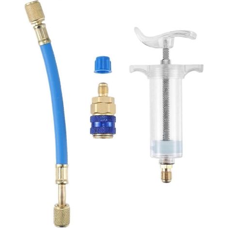 Kit injecteurs huile & colorant 30 ml/1 oz, compresseur manuel injecteur climatisation, raccord rapide 1/4" SAE pour climatisation automobile (1/5)