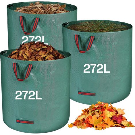 Sac Jardin Dechets Verts Resistant, 3 x 272 l Sac Vegetaux Jardin avec Poignées, Pliables et Réutilisables, en Polypropylène Extrêmement Robuste (PP) (1/5)