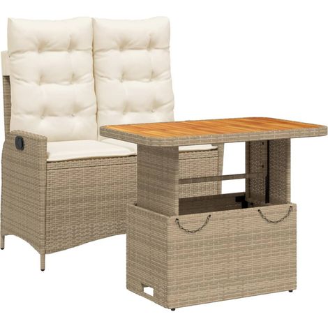 Ensemble à manger de jardin et coussins 2 pcs，Salon de jardin beige poly rotin CFW28090 (1/5)