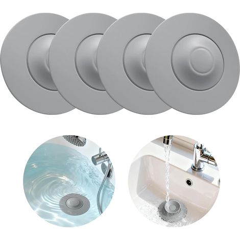 Set mit 4 rutschfesten Silikon-Abflussstopfen, passend für Spülbecken mit Haarsieb und Badewannen. Geeignet für Spülbecken, Badezimmer und Küchen. (1/5)
