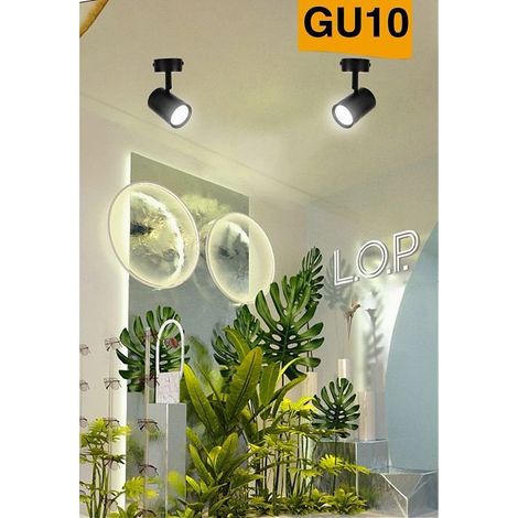 TRADE SHOP - Porta Faretto Proiettore Orientabile Da Soffitto Parete A Cilindro Gu10 P28-gu10 - Nero (1/5)