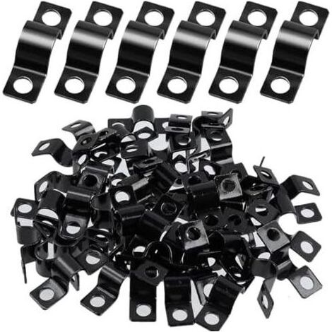 60 Pièces Colliers de Serrage en U, Collier Serrage, Fixation Grillage Rigide 6 mm, Tuyau pour Attache Tube, Fixer Traille Trou - mm (1/5)