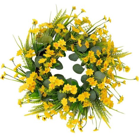 SEPSHA-Couronne de printemps unique - Couronne de fleurs artisanales - Réunion de famille - Décorations de porte - Fournitures de fête (1/4)