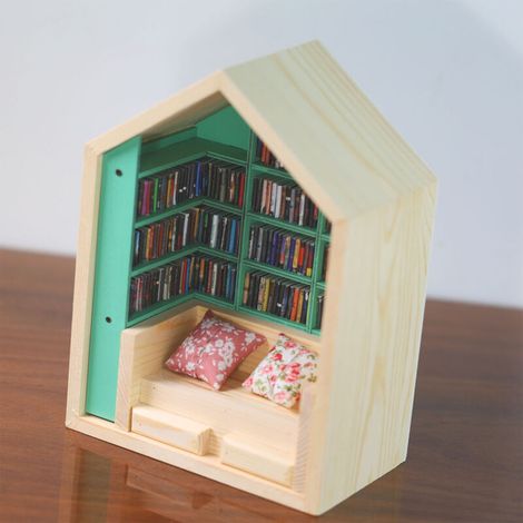 [Bibliothèque d'étagère maison] + [Bois de pin] + [170.3mm x 99.8mm x 230mm] + [Miniature stress relief] (1/5)