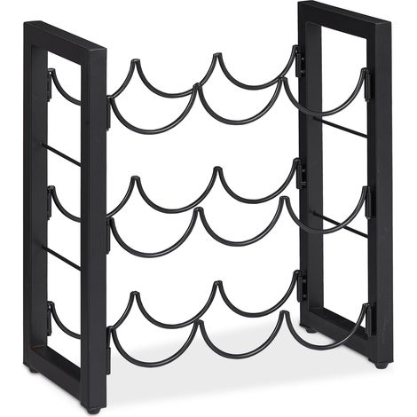 Portabottiglie verticale 9 posti design contemporaneo cucina bar 60 x 30 x 80 cm in metallo nero 130010997