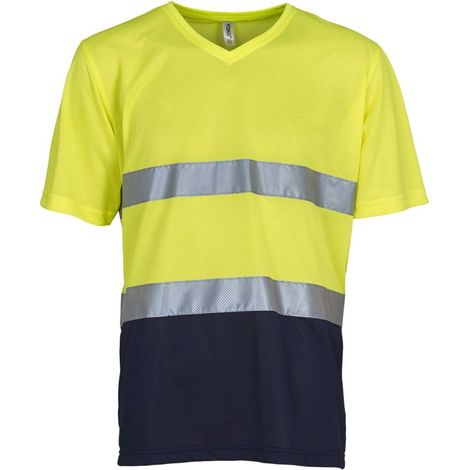 T-shirt alta visibilità Yoko TOP COOL Giallo / Marina XL