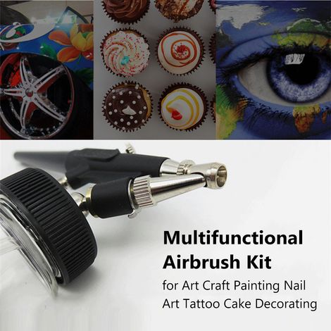 Mini aerografo a singola azione, alimentato a sifone, pistola per pittura da 0,8 mm con tubo flessibile, serbatoi per fluidi da 2 cc, strumento per body painting, trucco, modellismo, tatuaggi, manicur (1/5)