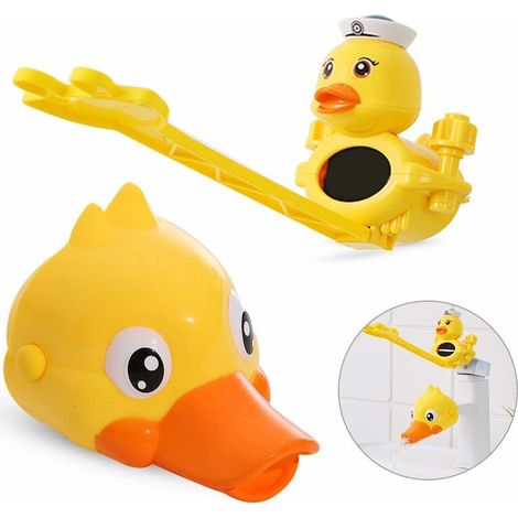 Extensions de robinet pour enfants, 2 extensions de robinet pour enfants et extensions d'interrupteur de robinet, forme de canard, réglable, plus facile pour les tout-petits de se laver les mains, Ens (1/5)