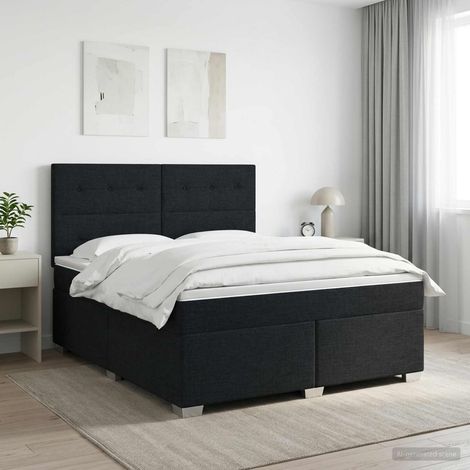 Cama box spring con colchón Negro 140 x 200 cm Tela (1/5)