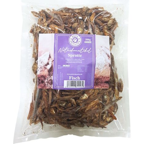 Sprats séchés 200 g Friandises pour chiens et chats Acides oméga Paul & Paulina (1/4)
