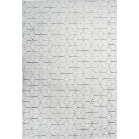 Tapis Shaggy Effet 3D "Vivica" Blanc & Anthracite 80 x 150 cm (1/4)
