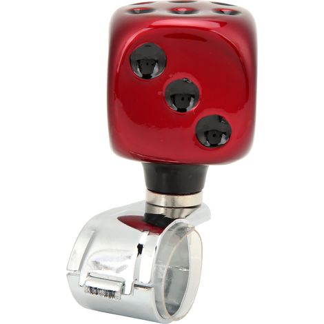 Molette de direction en forme de dé, poignée rotative auto, aide à la conduite, économie d'effort, pour voiture, camion, tracteur, bateau, rouge, accessoire intérieur. (1/5)