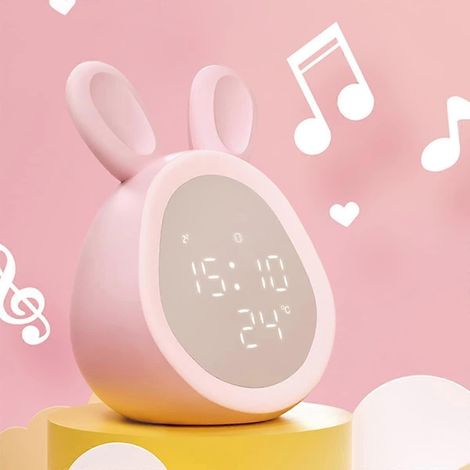Réveil lumineux lapin mignon, veilleuse, horloge d'apprentissage du sommeil pour enfants, cadeau d'anniversaire (1/5)