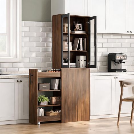 Buffet coloris noir Natural en MDF 60 x 30 x 180 cm (1/5)
