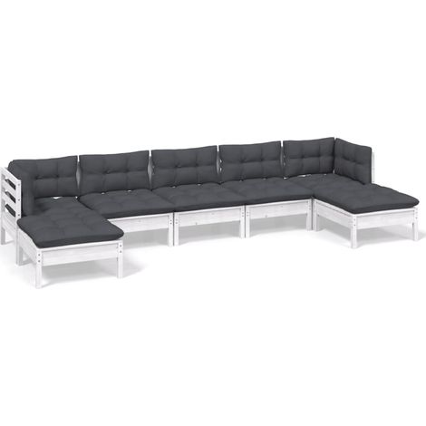 Maison Exclusive - Muebles de jardín 7 pzas con cojines blanco ma (1/5)