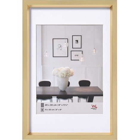 Cadre Photo doré 40 x 50 cm avec Passe-Partout, Cadre en Plastique Style Acier ES050G (1/2)