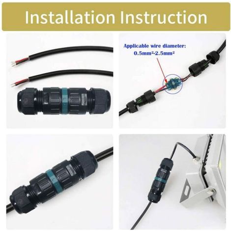 Manchon Étanche IP68 - Connexion Câble Extérieur - A.W.G. 20 à 13 - Pour Câbles 2 ou 3 Broches - 5 Pièces (1/5)