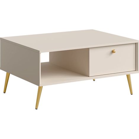 Design-Couchtisch AZURÉA – 1 Fach + 1 Klapptür – Farbe Sand