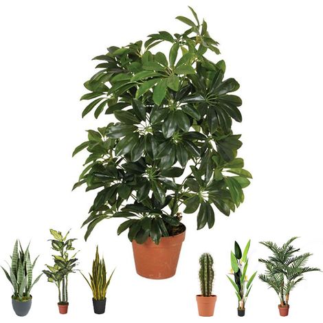 Künstliche Cheflera 65 cm mit Topf Plastikpflanzen zur Gartendekoration für Innen- und Außenbereiche