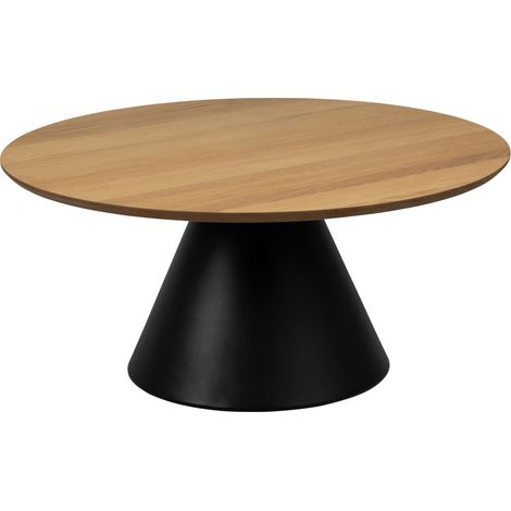 Table basse ronde en bois ø85cm - Bois clair et noir - PARIDES (1/3)