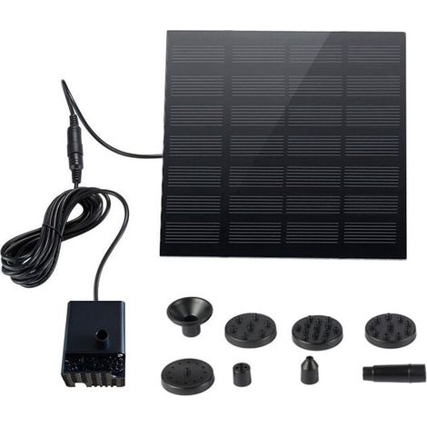 Solar fountain – 1.5W solar fountain pump for outdoor use with 6 nozzles for bird baths, ponds, pools, patios and garden decoration (1/5)