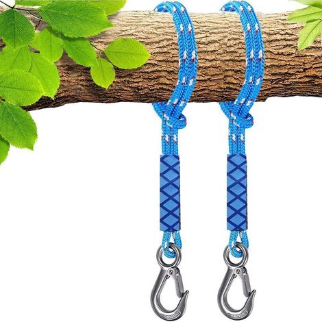 Juego de 2 cuerdas de sujeción para columpios de árbol, 0,6 m, para columpios, hamacas - Carga máxima: 400 kg - Con mosquetón - Para uso interior y exterior - Hamaca, columpio de árbol y (1/5)