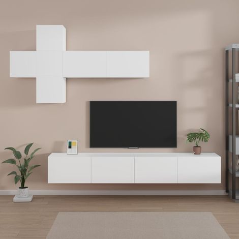 vidaXL 7 Piece TV Cabinet Set White Engineered Wood (1/5)