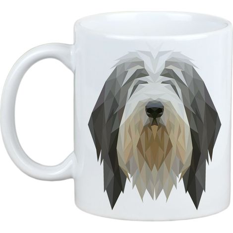 Bearded Collie, Highland Collie - taza con una foto y la inscripción perro geométrico Art-Dog (1/5)