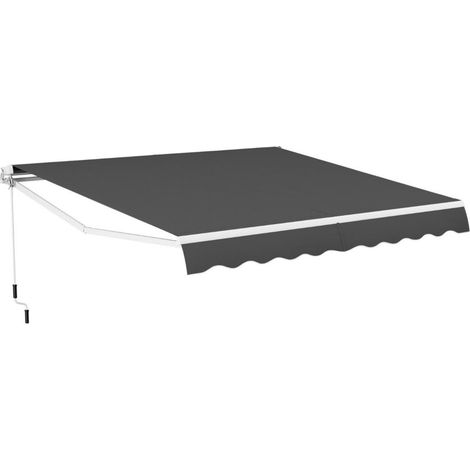 Toile polyester enduite PU, store banne rétractable 400 x 250 cm, angle réglable 40°-100°, pour balcon et terrasse (1/5)