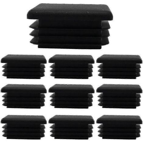 Schwarze, quadratische Kunststoff-Endkappe für Rohr- oder Pfostenenden, Stuhlgleiter, 10er-Packung – 100 mm (1/4)