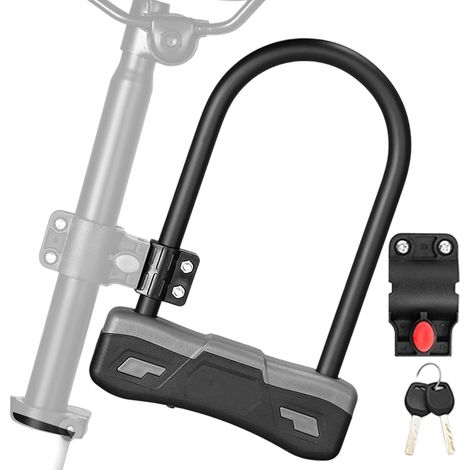 Antivol pour scooter - antivol en forme de U avec construction robuste Accessoire vélo VTT, ville, navetteur, porte-bagages, guidon et activités plein air (1/5)