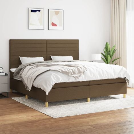 Lit double pour adulte Moderne - Lit à sommier tapissier avec matelas Marron foncé 200x200 cm BV249744 - BonneVie (1/5)