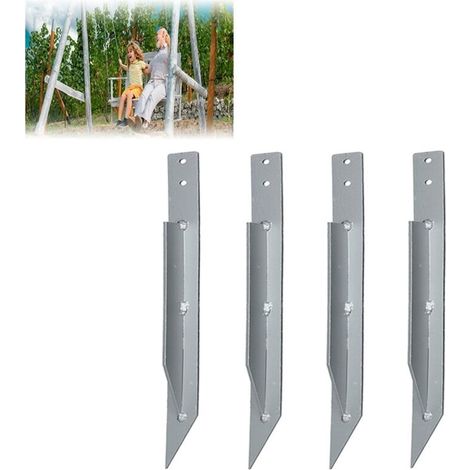 4Pcs Ancrages au Sol pour Balançoire, Ancrage de Jardin, Fixations de Balançoire, résistantes à l'usure, Galvanisées, Coupe Vent, Imperméables, 440 mm (1/5)