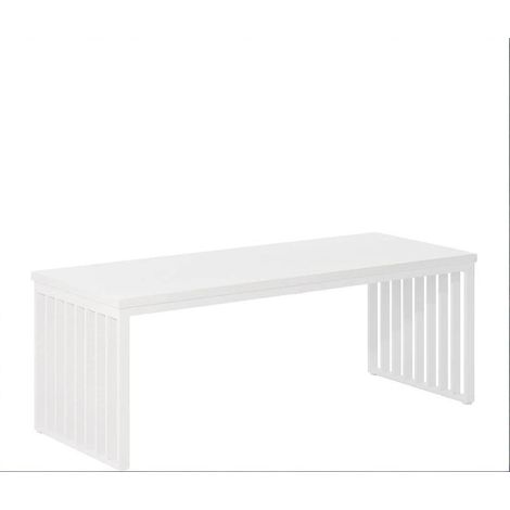 Doppelschreibtisch aus MDF und Metall, Weiß, 180 x 60 x 76 cm (1/5)