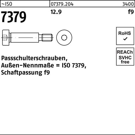 Vis d'épaulement d'ajustage ISO 7379 8 - M6x 16 12.9 ajustement de la tige f9 50 pièces