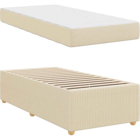 Lit simple,Lit adulte,Cadre de lit avec matelas avec matelas Crème 90 x 200 cm tissu CFW3915406 (1/4)