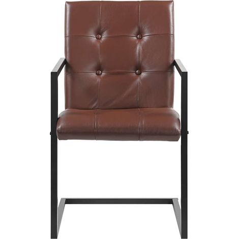 Maison Exclusive - Freischwinger 2 Stk. Braun Echtleder (1/5)