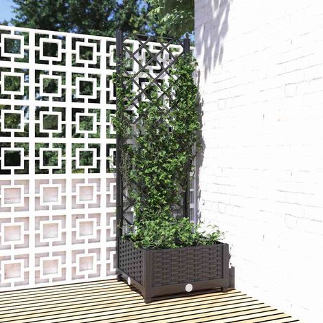 vidaXL Jardinera de jardín con enrejado, color negro, 40 x 40 x 121,5 cm, PP (1/5)